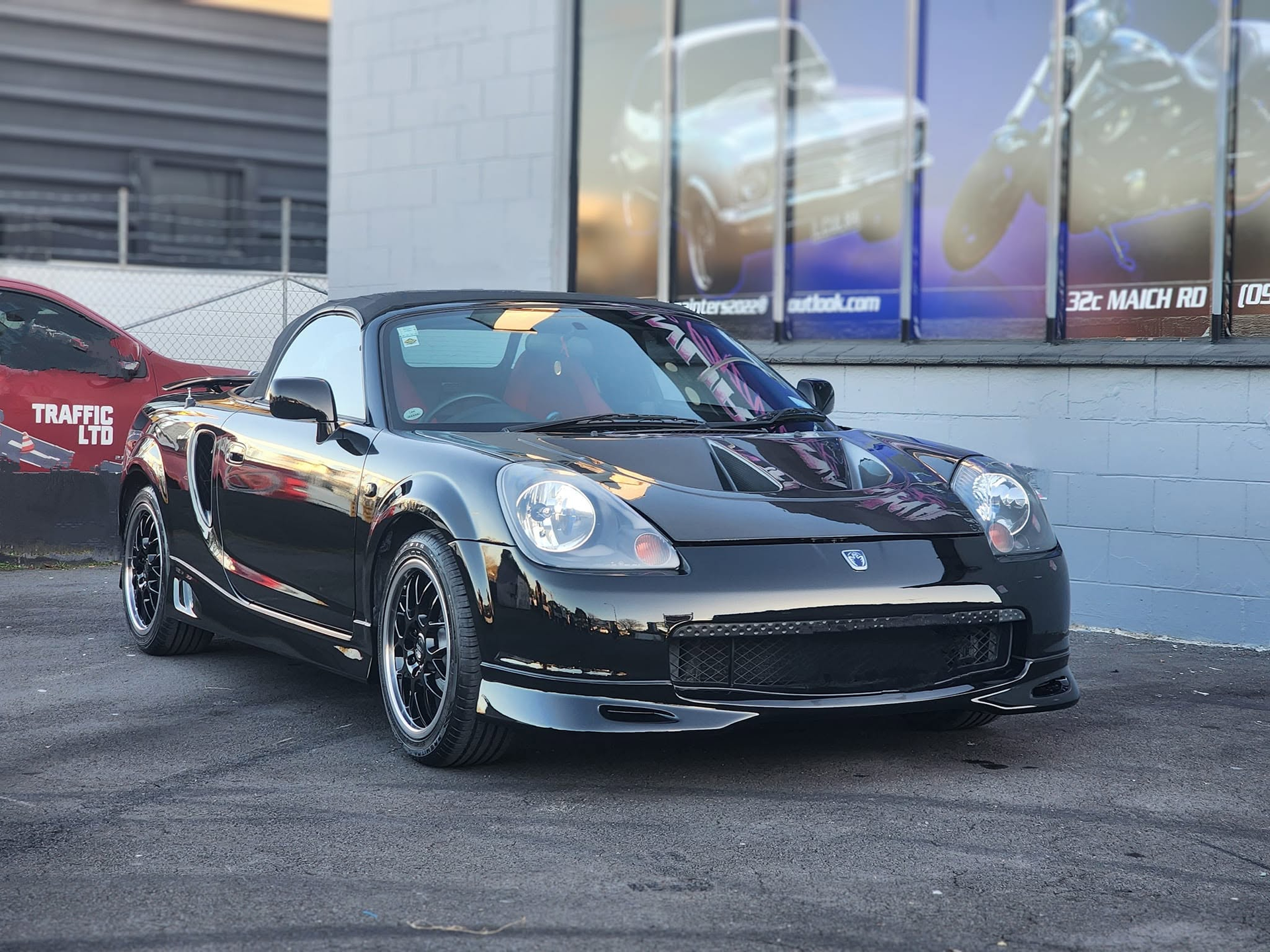 Black Toyota MR2 convertible, freshly detailed